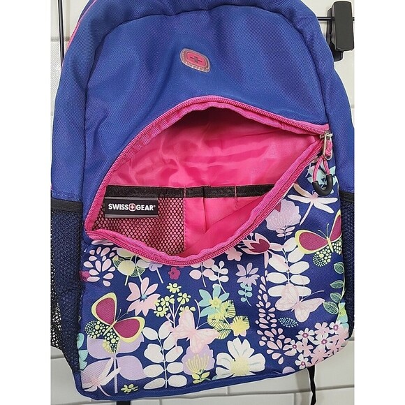 Swiss Gear Backpack Blue, Pink Floral Dragonfly Butterflies Disney Girl Style - Picture 4 of 12